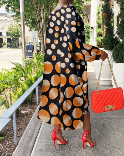 Casual Off The Shoulder Dot Print Dresses