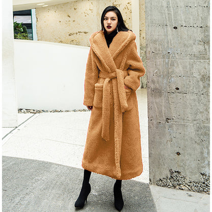 Luxury Women Fashion Long Fur Overcoat for Winter