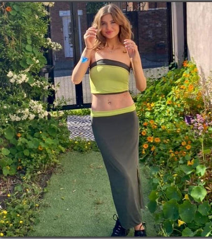 Sexy Strapless Tank Top and Sheath Skirts