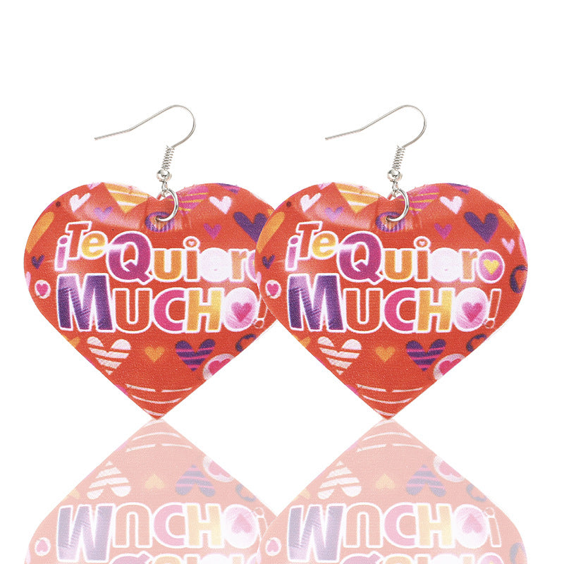 3pcs/Set Pu Leather Sweetheart Design Pink Earrings for Women