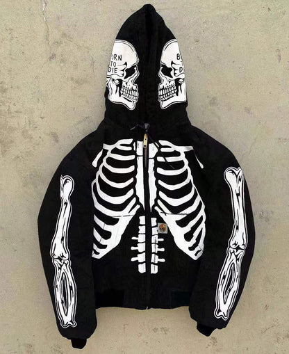 Women Flower Skull Long Sleeve Hoodies Sweater