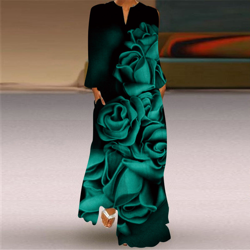 Casual Long Sleeves Floral Print Women Dresses