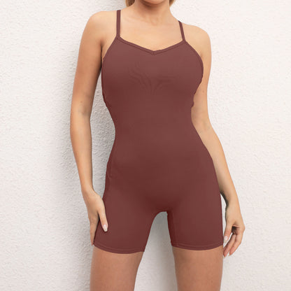 Sexy Backless Tight Short Sports Jumpsuits
