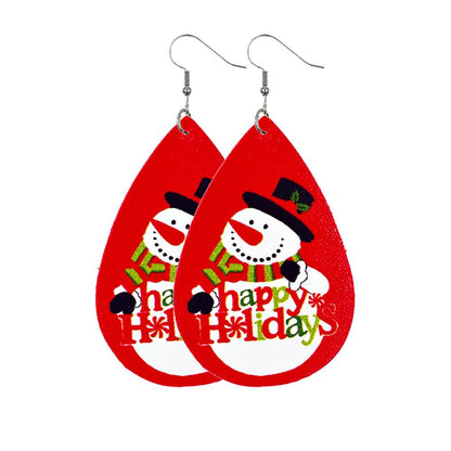 Christmas Style Water-drop Snowflake Earring 2 Sets