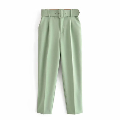 Women High Waist Casual Cropped Pants