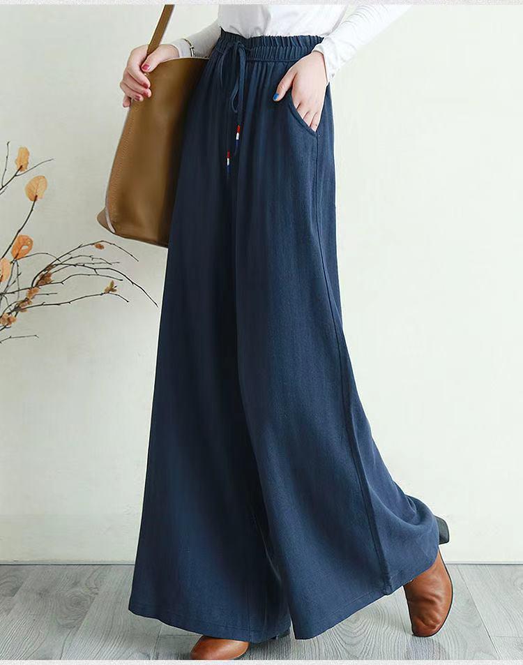 Women Linen Drawstring Summer Casual Pants-STYLEGOING
