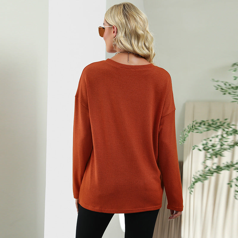 Casual Strawing Design Long Sleeves Blouses for Women