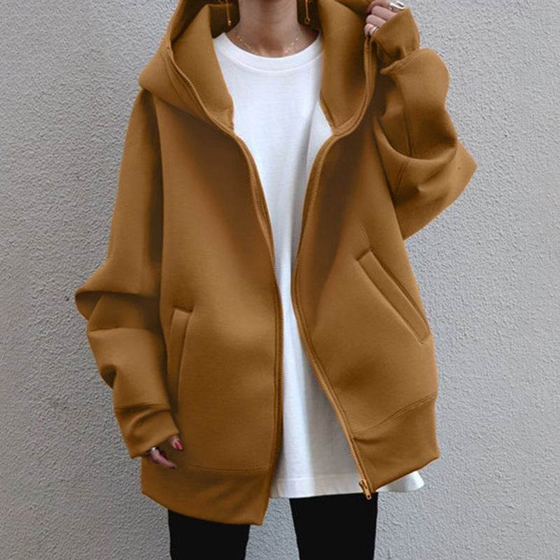 Women Winter Velvet Zipper Hoodies Overcoat