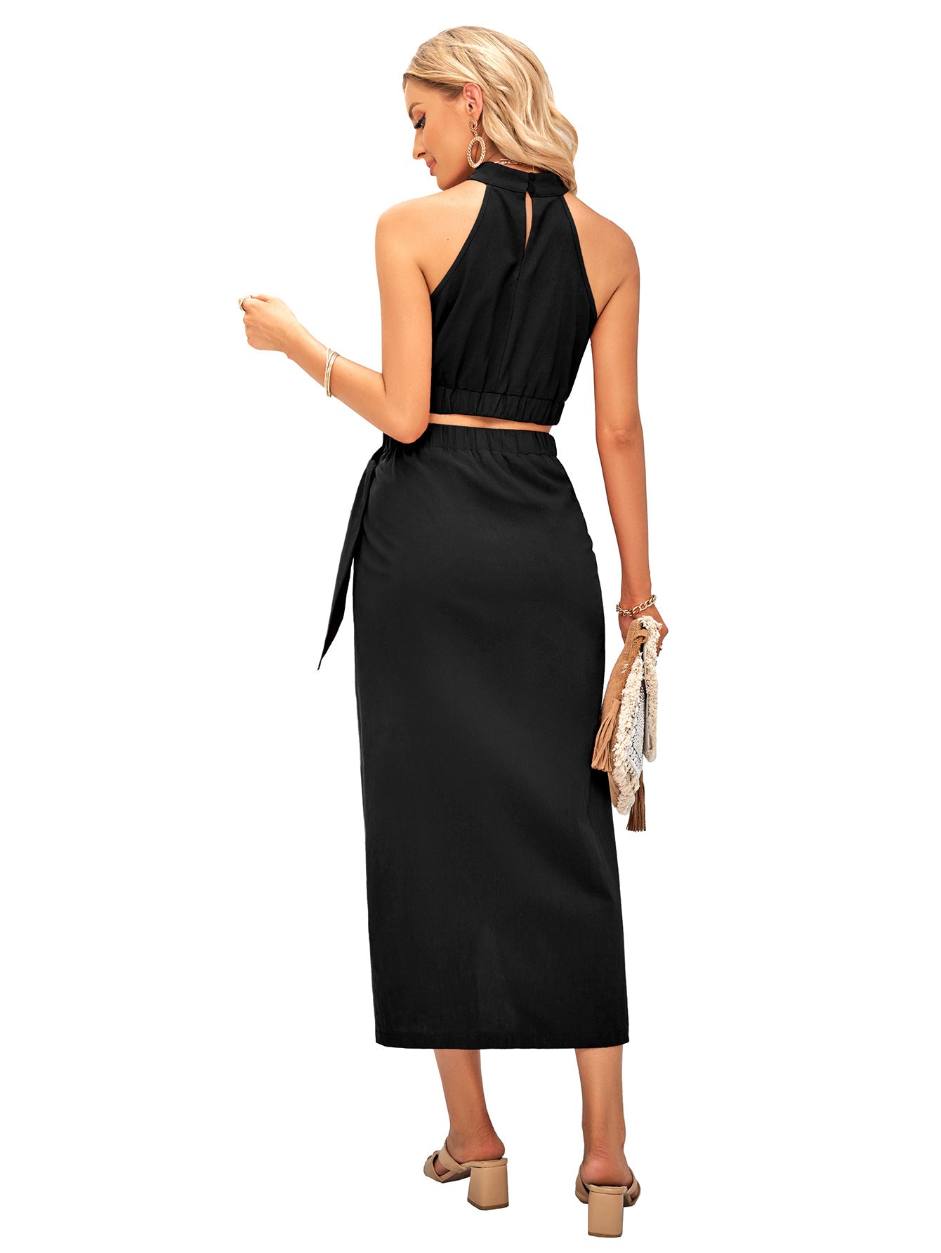 Sexy Halter Sleeves Top & Skirts Suits for Women