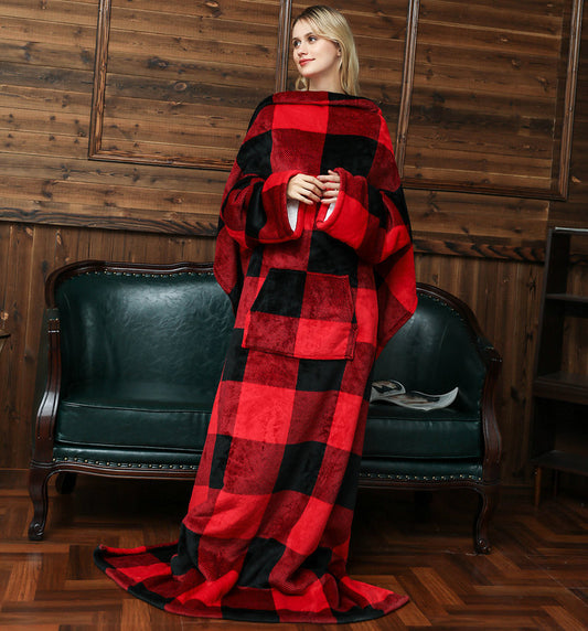Fashion Fleece Cozy Pullover Long TV Blanket for Lazy People