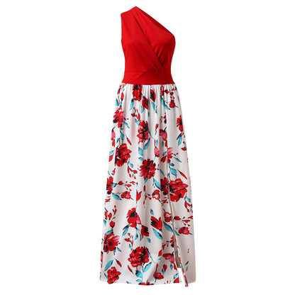 Sexy One Shoulder Split Front Summer Long Dresses