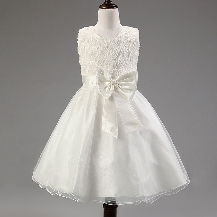 3D Rose Flower Princess Girls Dresses