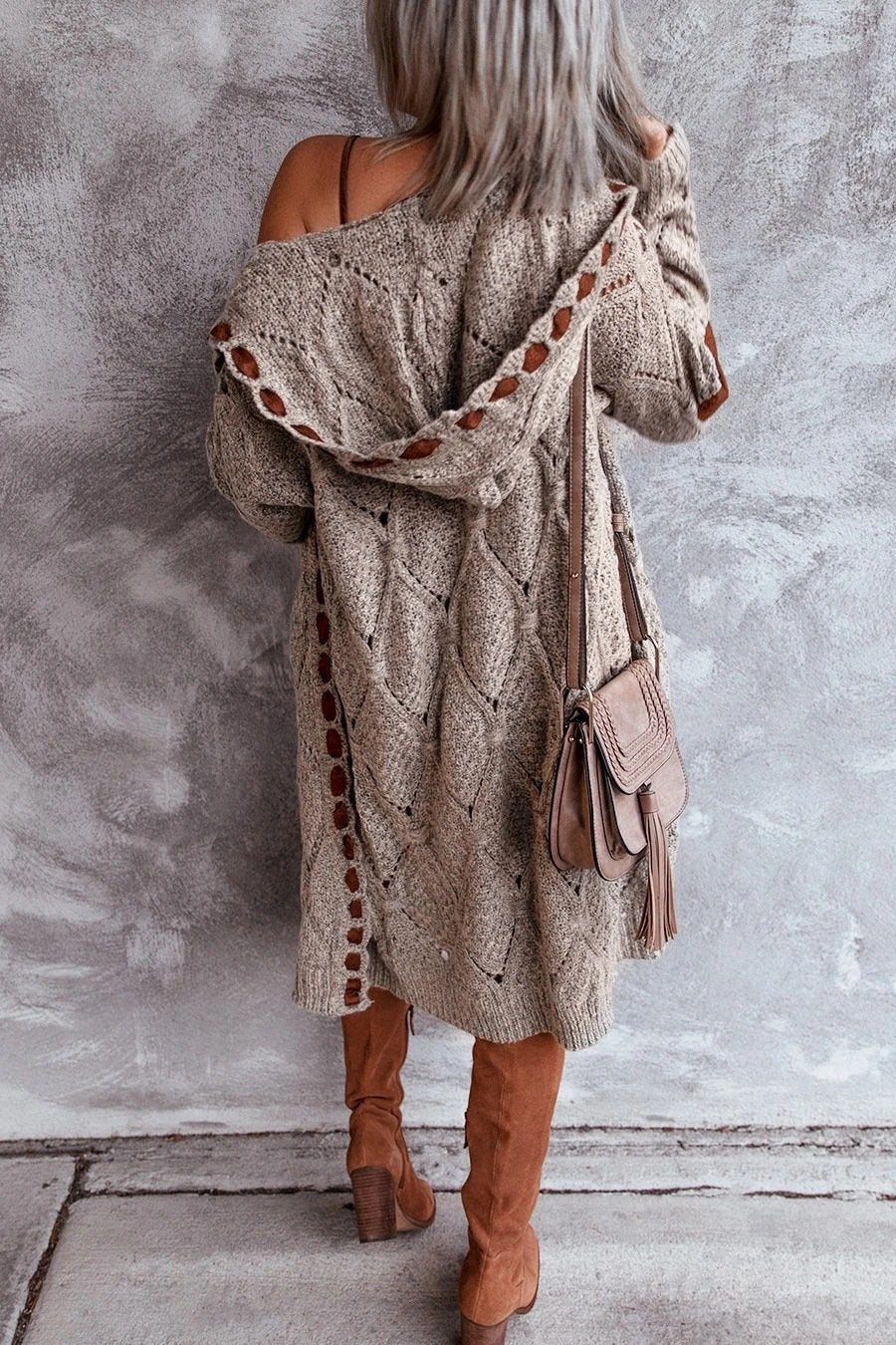 Women Knitting Long Sleeves Cardigan Sweaters-STYLEGOING