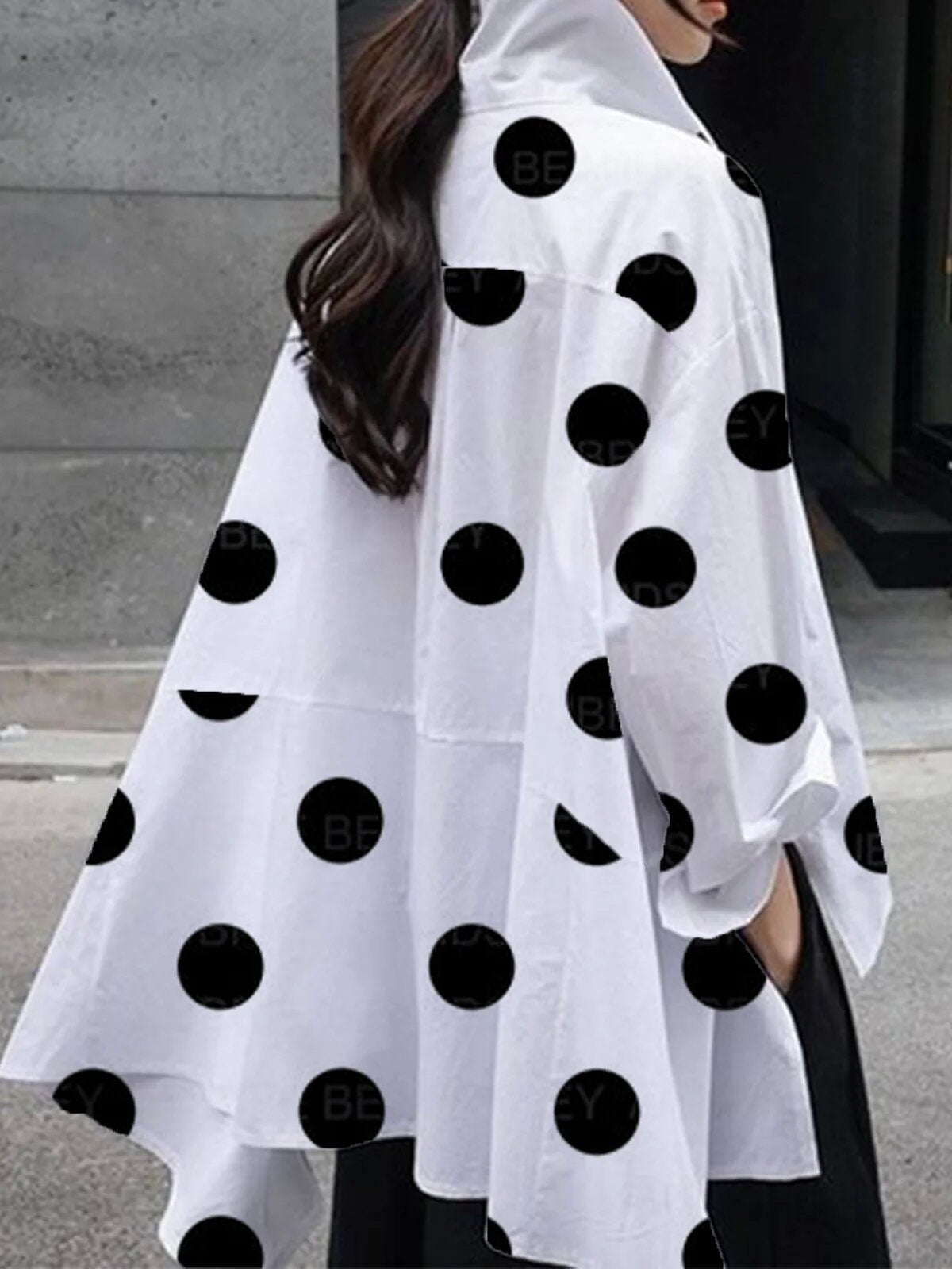 Casual Dot Print Cotton Loose Shirts for Women