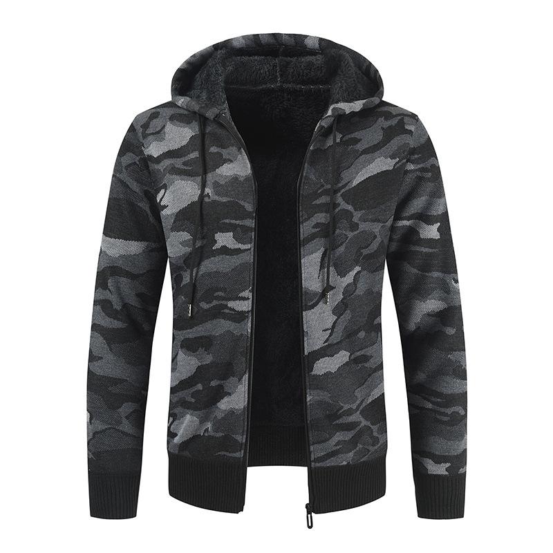 Fashion Camouflage Knitting Cardigan Overcoats for Men