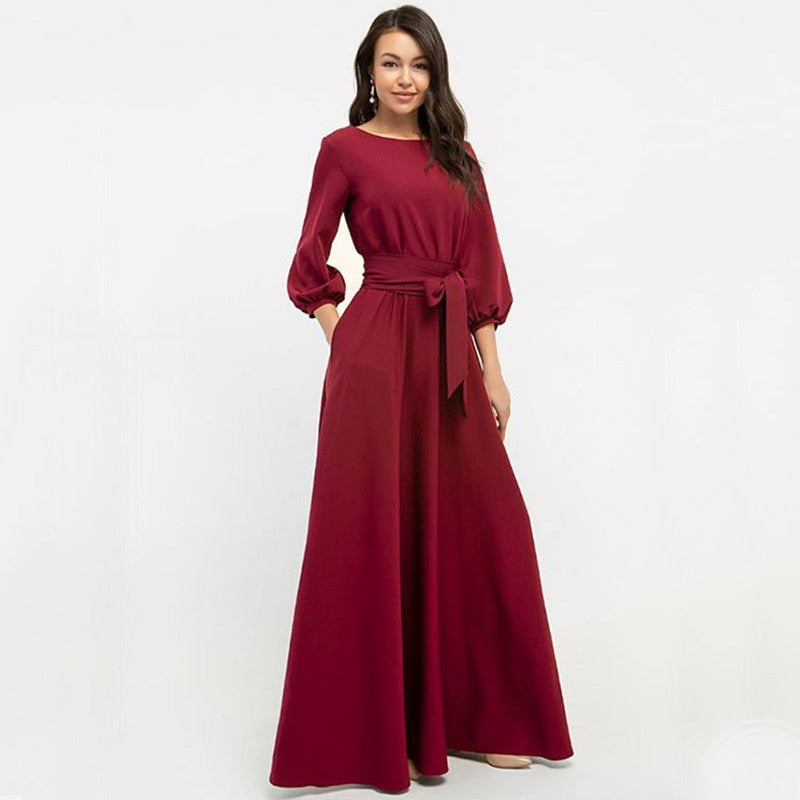 Elegant Summer Round Neck Long Party Dresses