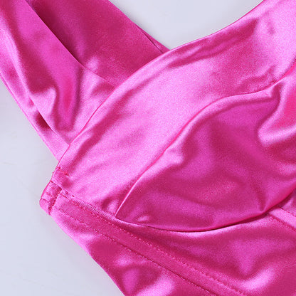 Sexy Satin Backless Vest Crop Tops for Women