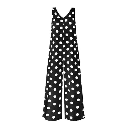 Casual Summer Dot Print Backless Women Jumpsuits