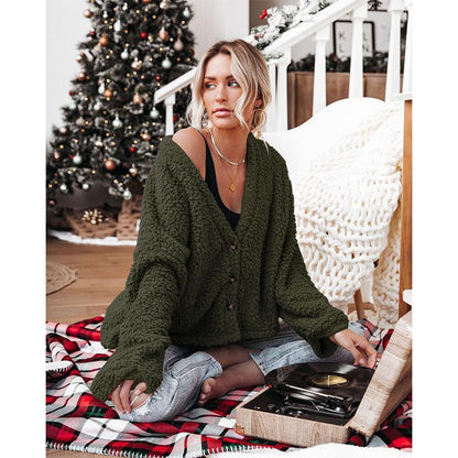 Women V Neck Long Sleeves Short Overcoat-STYLEGOING