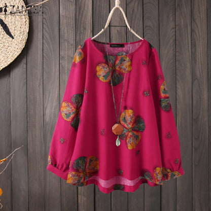 Vintage Linen Long Sleeves T Shirts for Women