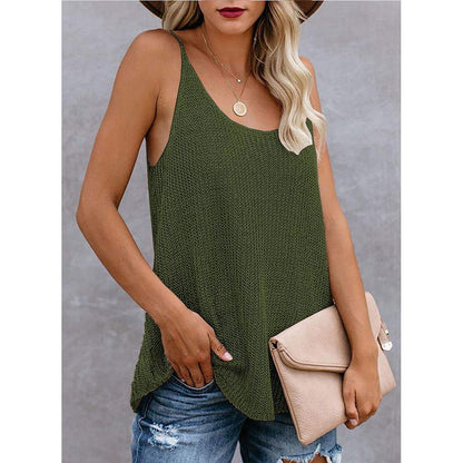Women Summer Knitting Loose Striped Crop Tops-STYLEGOING