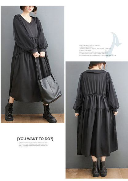 Plus Sizes Tulle Long Sleeves Black Fall Dresses