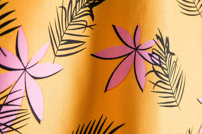 Yellow Floral Print Men's Short Sleeves Shirts