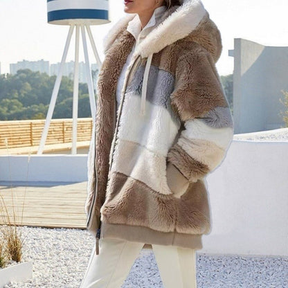 Winter Velvet Zipper Hoodies Overcoat for Women