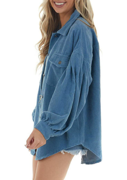 Casual Corduroy Long Sleeves Fall Shirts