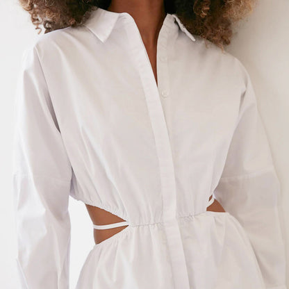 Sexy Waist Baring Long Sleeves Women Short Shirts Dresses