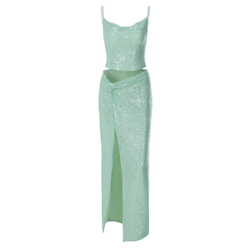 Sexy Light Green Split Front Evening Party Dresses