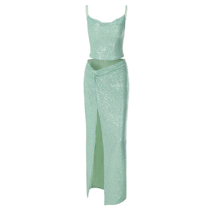 Sexy Light Green Split Front Evening Party Dresses