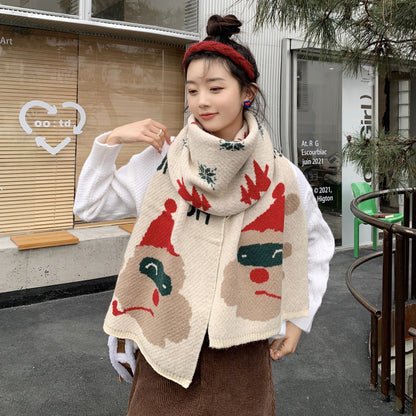 Christmas Santa Claus Knitted Winter Scarves for Gifts