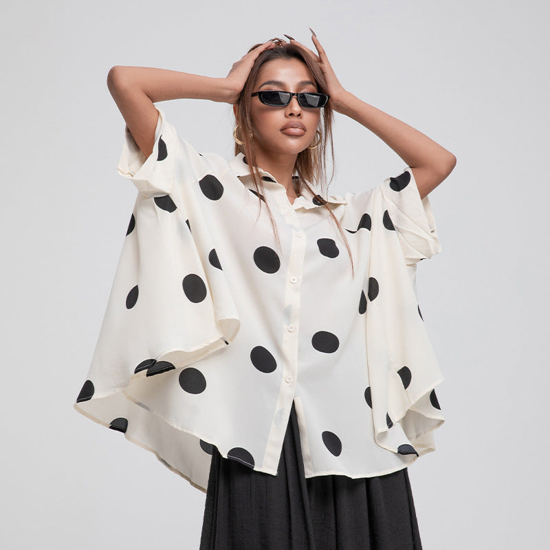 Women Polk Dot Summer Chiffon Shirts