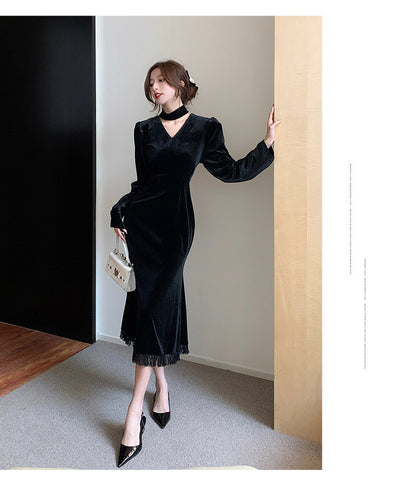 Luxury Velvet Long Mermaid Dresses for Party