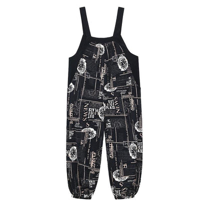 Summer Casual Newspaper Design Jumpsuits-STYLEGOING