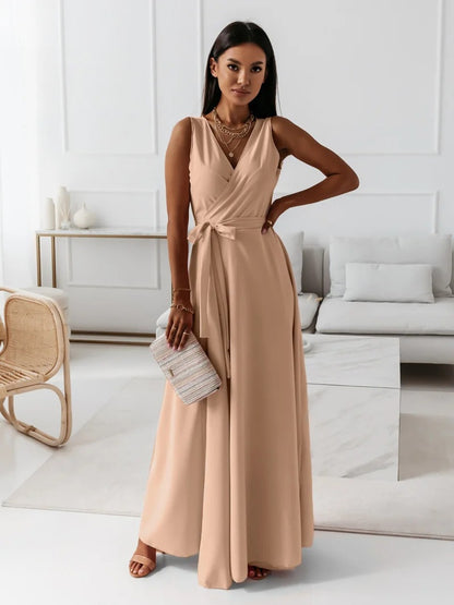 Simple Design V Neck Long Evening Party Dresses