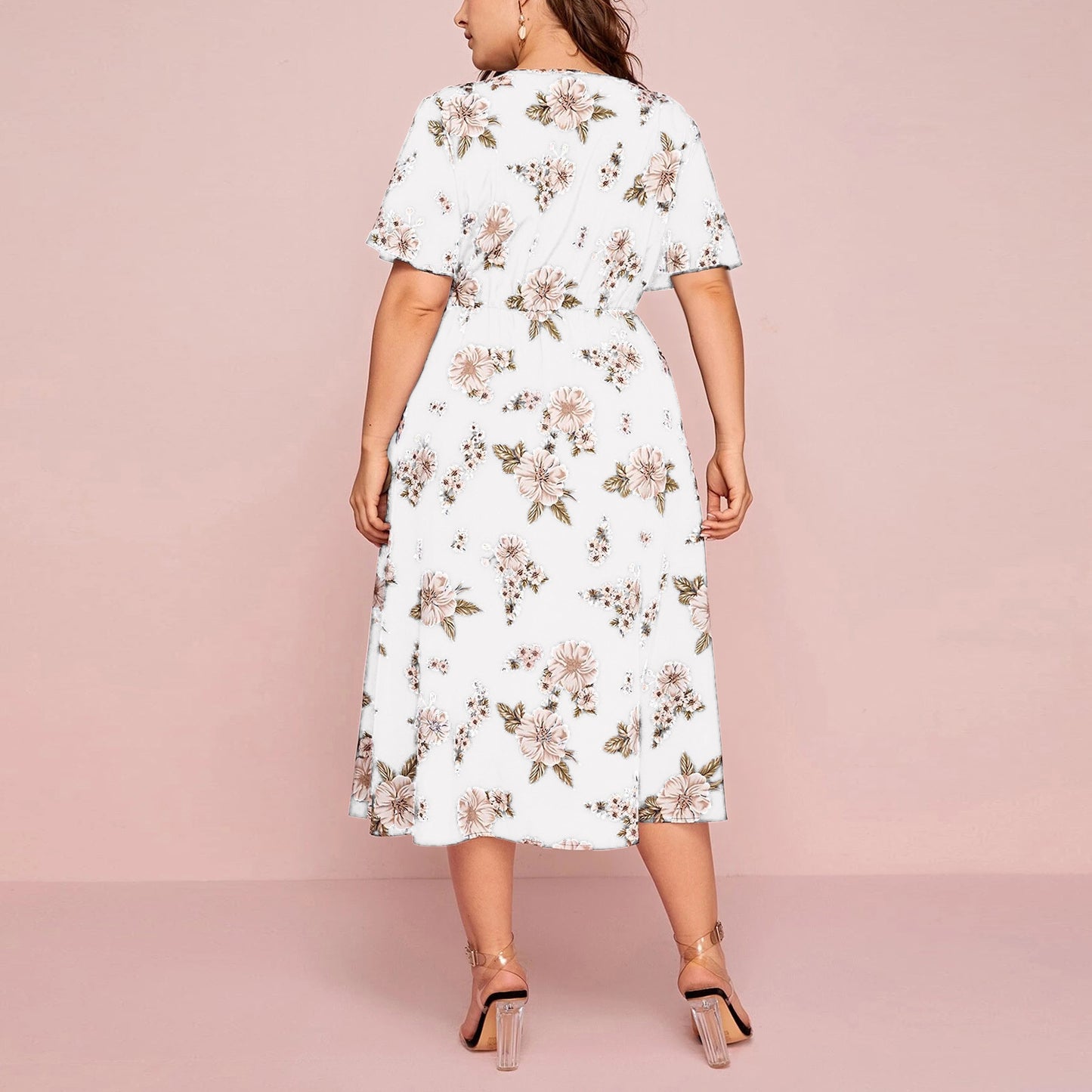 Women Chiffon Short Sleeves Plus Sizes Dresses