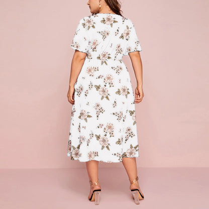 Women Chiffon Short Sleeves Plus Sizes Dresses