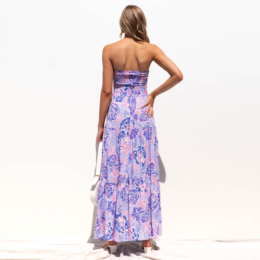 Sexy Summer Strapless Lace Up Long Maxi Dresses