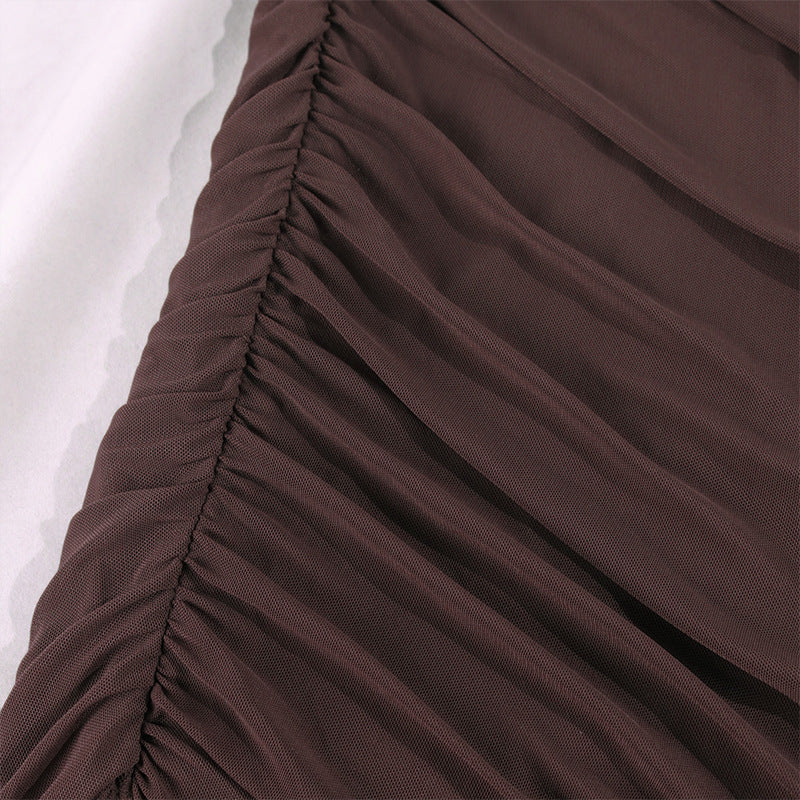 Sexy Tulle Sheath Brown Mini Dresses