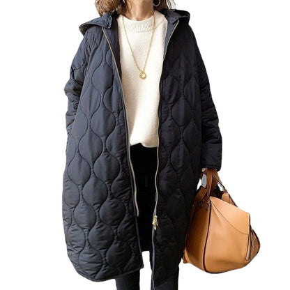 Black Rhombus Winter Overcoat for Women