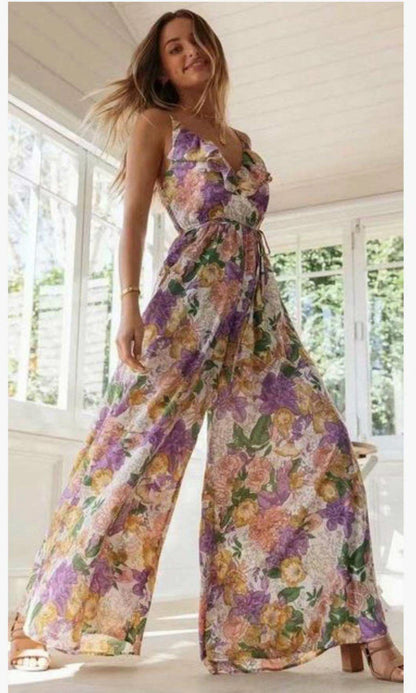 Summer Ruffed Lace Up Jumpsuits-STYLEGOING
