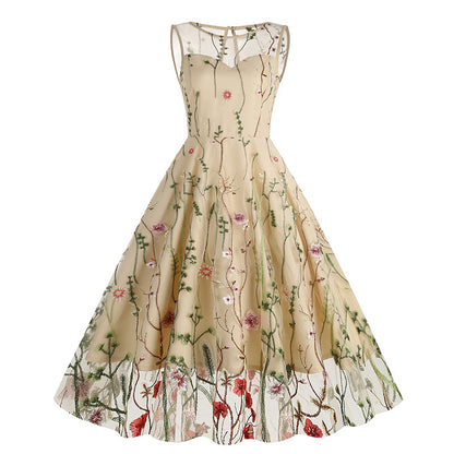 Vintage Sleeveless Embroidery Dresses
