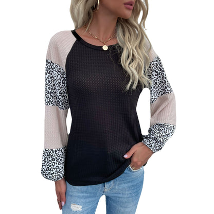 Casual Round Neck Leopard Knitting Sweaters