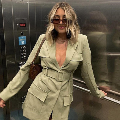 Women Fall Long Blazers with Blet--Free Shipping at meselling99