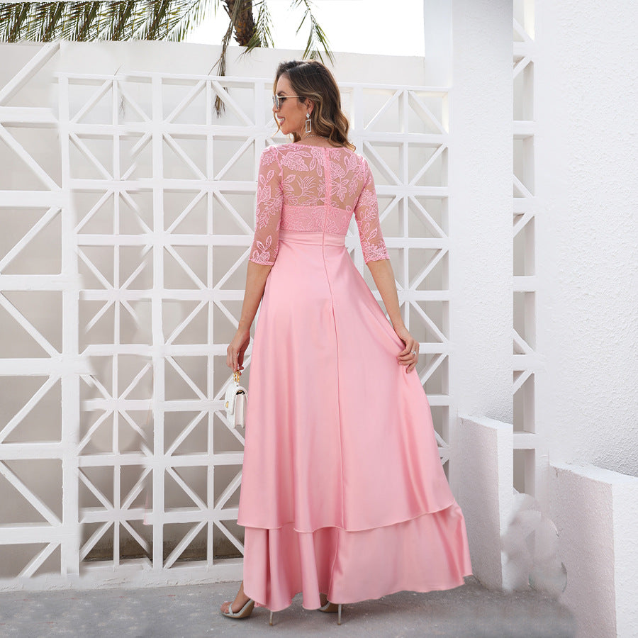 Elegant Lace Party Dresses with Brush Tail