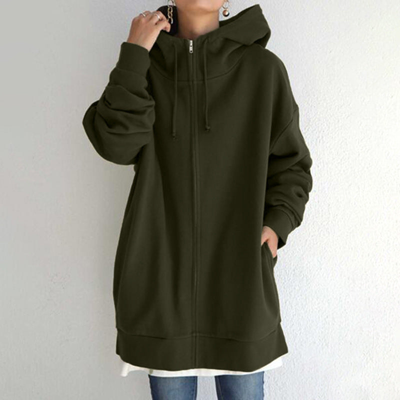 Women Plus Sizes Zipper Velvet Hoodies