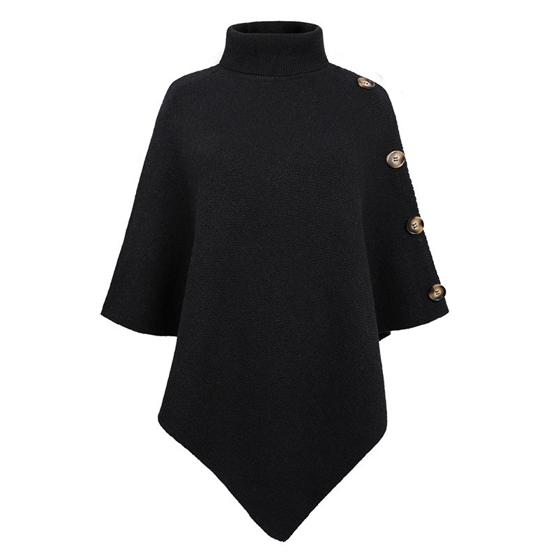 Winter High Neck Knitted Women Cape Coats