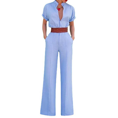 Classy Women Leisure Short Sleeves Jumsuits-STYLEGOING